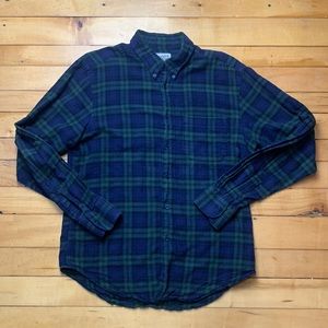 Naked & Famous Navy Blue Green Plaid Flannel Regular Shirt